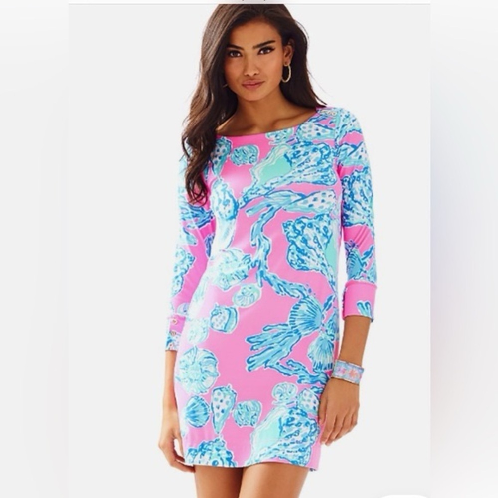 Lilly Pulitzer Pink and Blue Long Sleeve Dress - XS